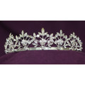 Blatt-Entwurfs-Haar-Zusätze, die Kristall-Tiara-Brautrhinestone-Perlen-Krone Wedding sind